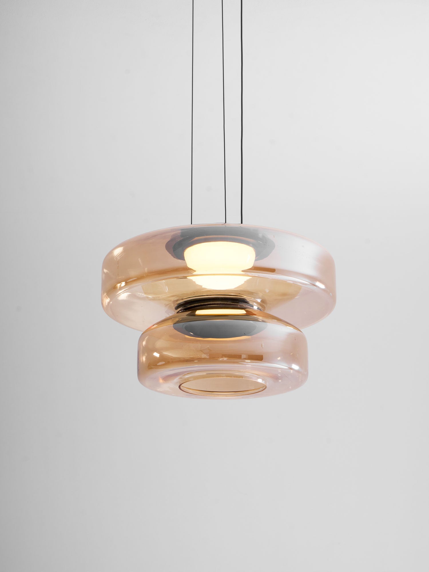 Glass Pendant Light 17.7 In Layered LED Dining Room Kitchen Island Ceiling Fixture Modern Multi Tier Hanging Lamp | Thomler