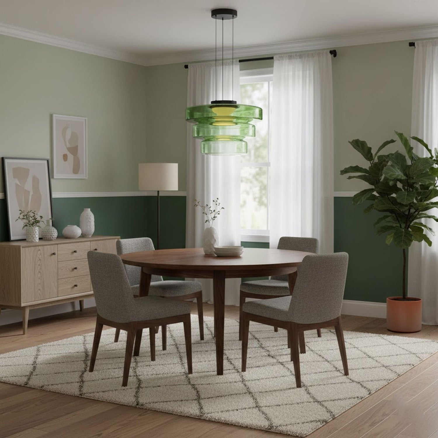 Glass Pendant Light 17.7 In Layered LED Dining Room Kitchen Island Ceiling Fixture Modern Multi Tier Hanging Lamp | Thomler