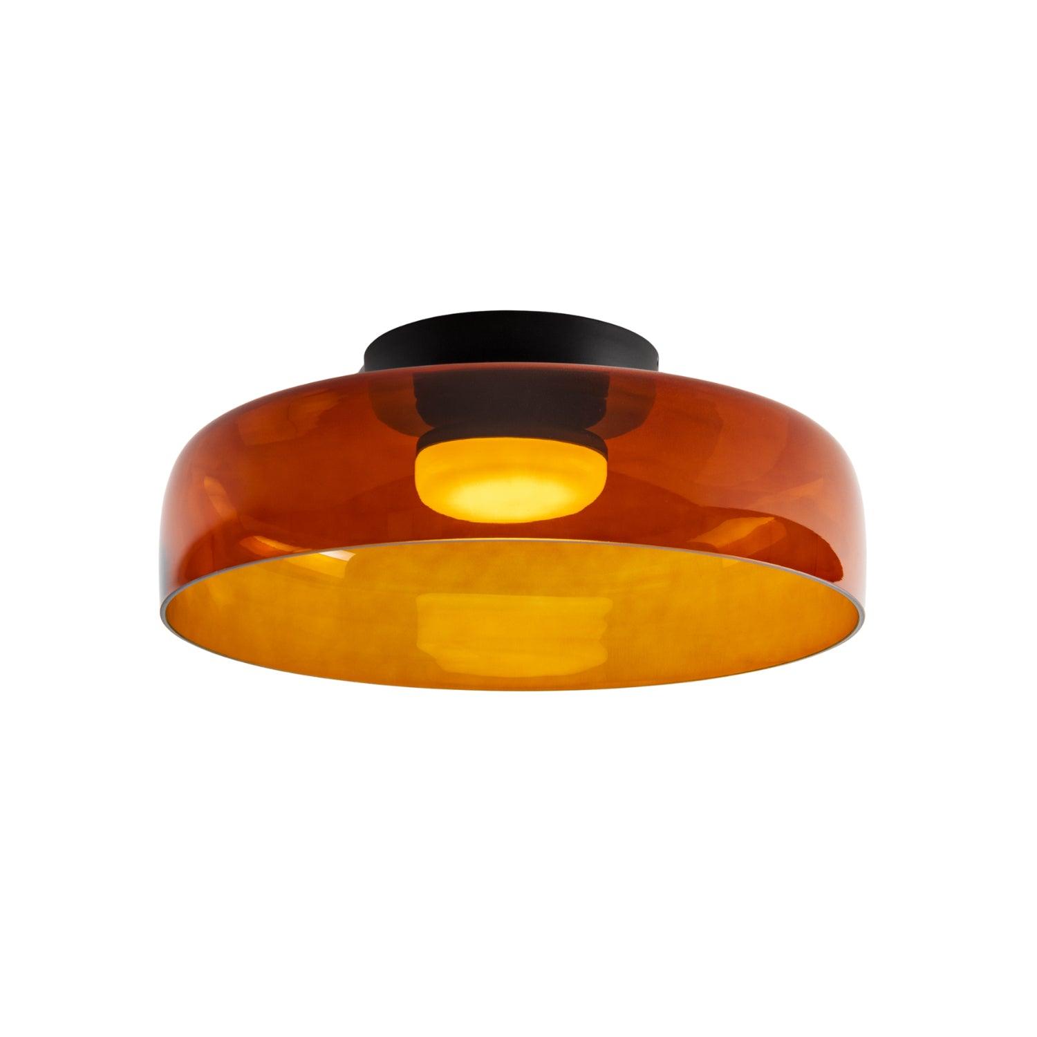 Ceiling Light Glass Metal 16.5 in Layered LED Indoor Living Room Bedroom Flush Mount Fixture | Thomler