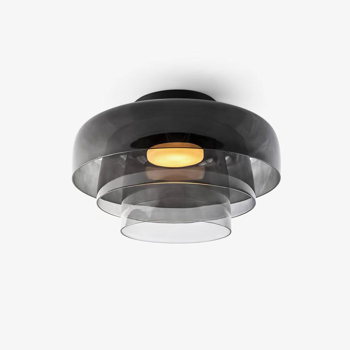 Ceiling Light Glass Metal 16.5 in Layered LED Indoor Living Room Bedroom Flush Mount Fixture | Thomler