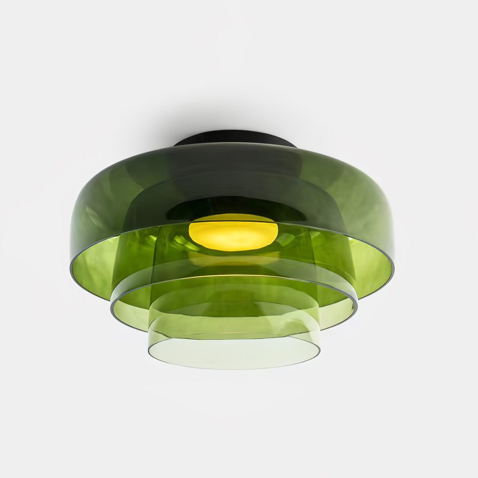 Ceiling Light Glass Metal 16.5 in Layered LED Indoor Living Room Bedroom Flush Mount Fixture | Thomler