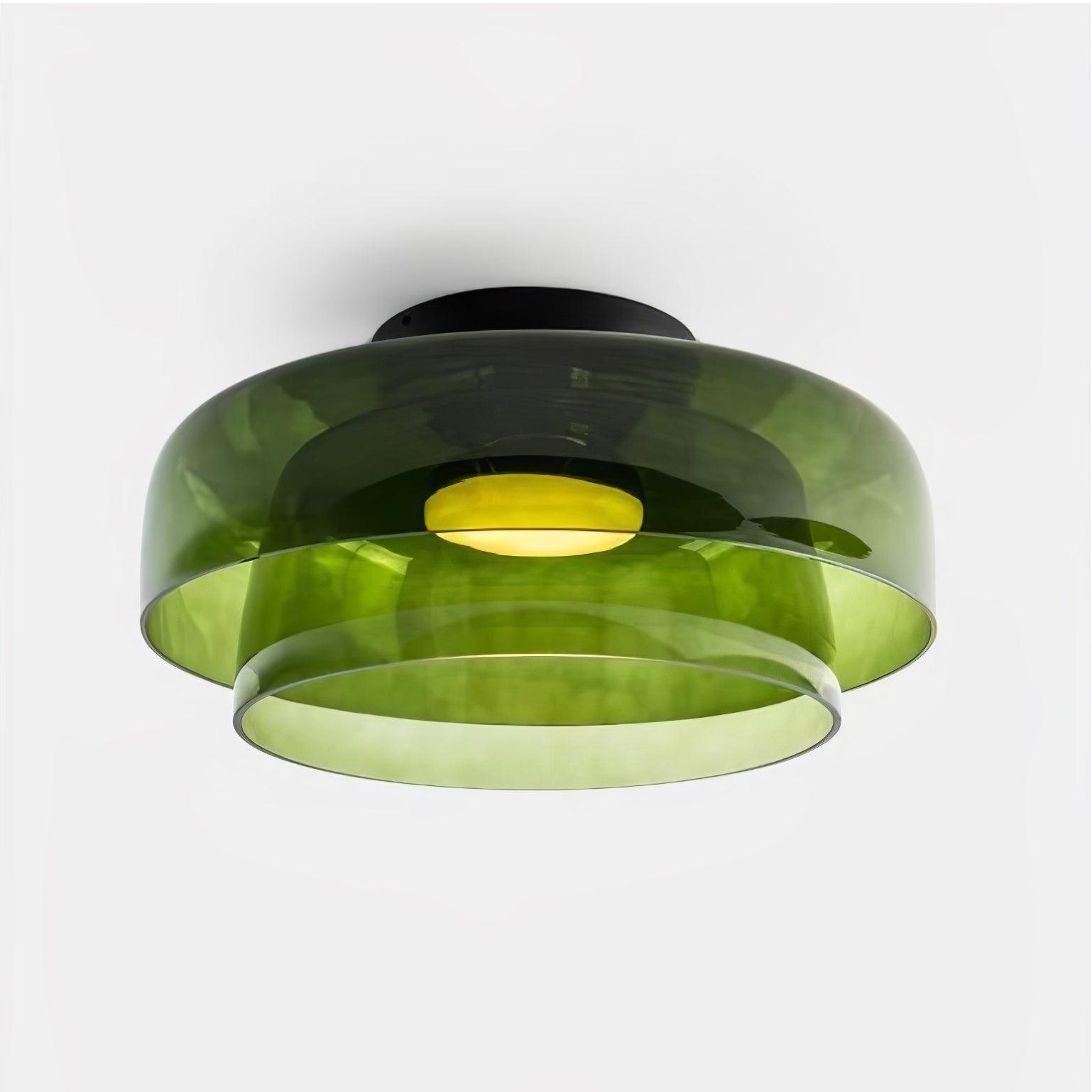 Ceiling Light Glass Metal 16.5 in Layered LED Indoor Living Room Bedroom Flush Mount Fixture | Thomler