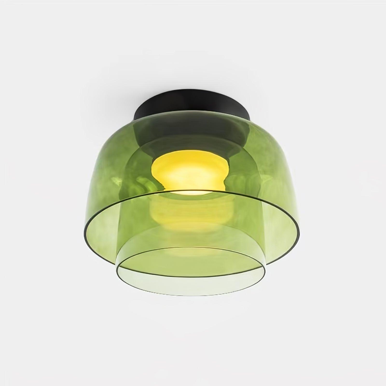 Ceiling Light Glass Metal 16.5 in Layered LED Indoor Living Room Bedroom Flush Mount Fixture | Thomler