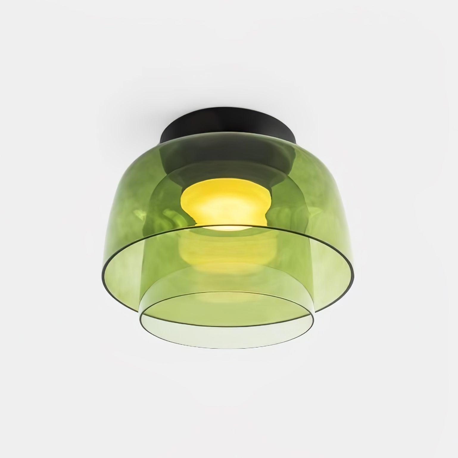 Ceiling Light Glass Metal 16.5 in Layered LED Indoor Living Room Bedroom Flush Mount Fixture | Thomler