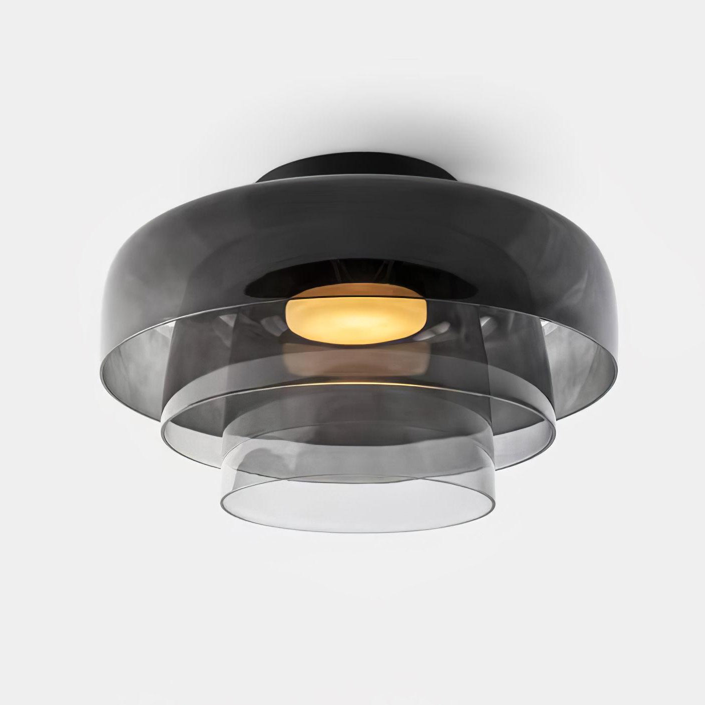 Ceiling Light Glass Metal 16.5 in Layered LED Indoor Living Room Bedroom Flush Mount Fixture | Thomler