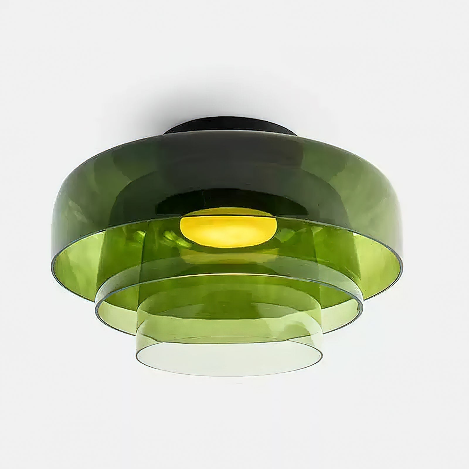 Ceiling Light Glass Metal 16.5 in Layered LED Indoor Living Room Bedroom Flush Mount Fixture | Thomler