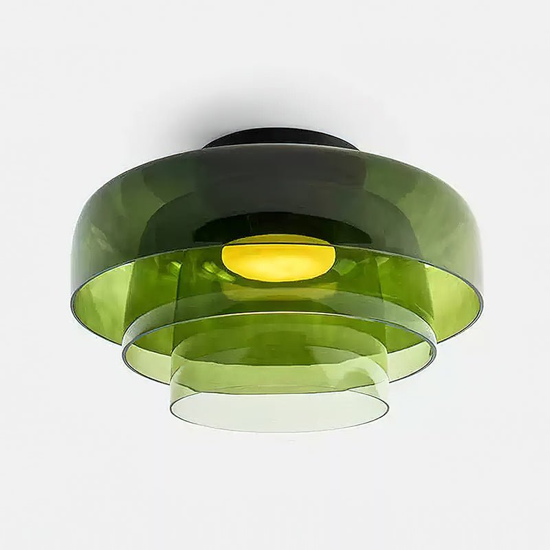 Ceiling Light Glass Metal 16.5 in Layered LED Indoor Living Room Bedroom Flush Mount Fixture | Thomler