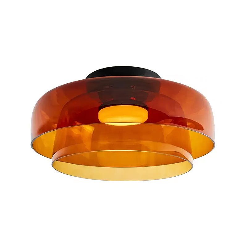 Ceiling Light Glass Metal 16.5 in Layered LED Indoor Living Room Bedroom Flush Mount Fixture | Thomler