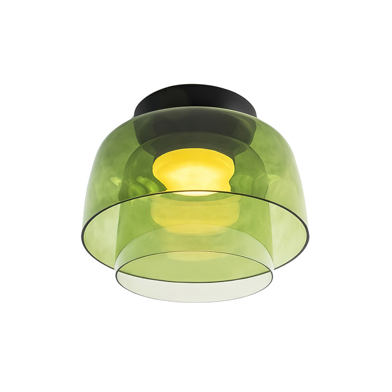 Ceiling Lamp Layered Glass LED 32.0–42.0 cm Green Bedroom Living Room Flush Mount Light | Thomler