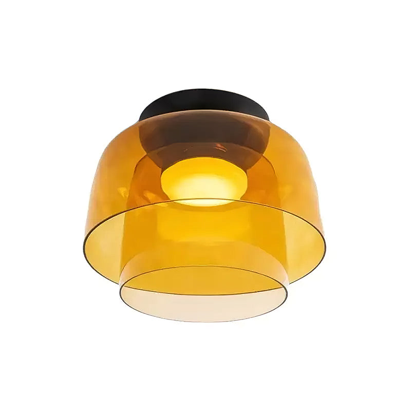 Ceiling Lamp Layered Glass LED 32.0–42.0 cm Green Bedroom Living Room Flush Mount Light | Thomler