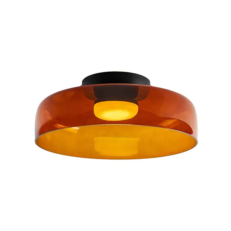 Ceiling Lamp Layered Glass LED 32.0–42.0 cm Green Bedroom Living Room Flush Mount Light | Thomler