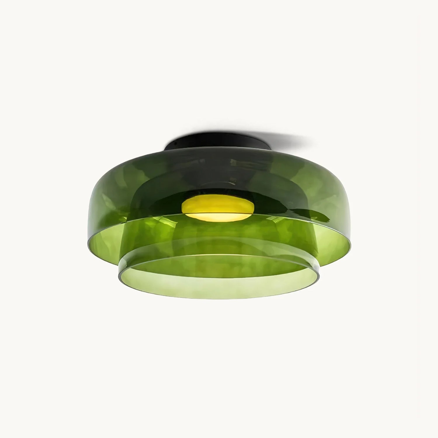 Ceiling Lamp Layered Glass LED 32.0–42.0 cm Green Bedroom Living Room Flush Mount Light | Thomler