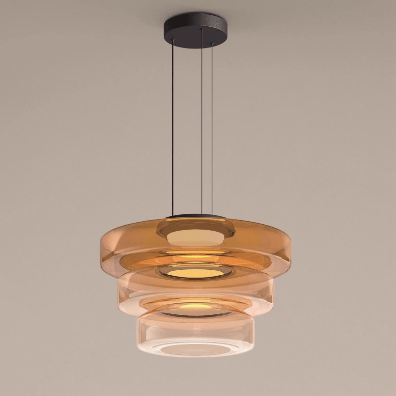 Glass Pendant Light 17.7 In Layered LED Dining Room Kitchen Island Ceiling Fixture Modern Multi Tier Hanging Lamp | Thomler