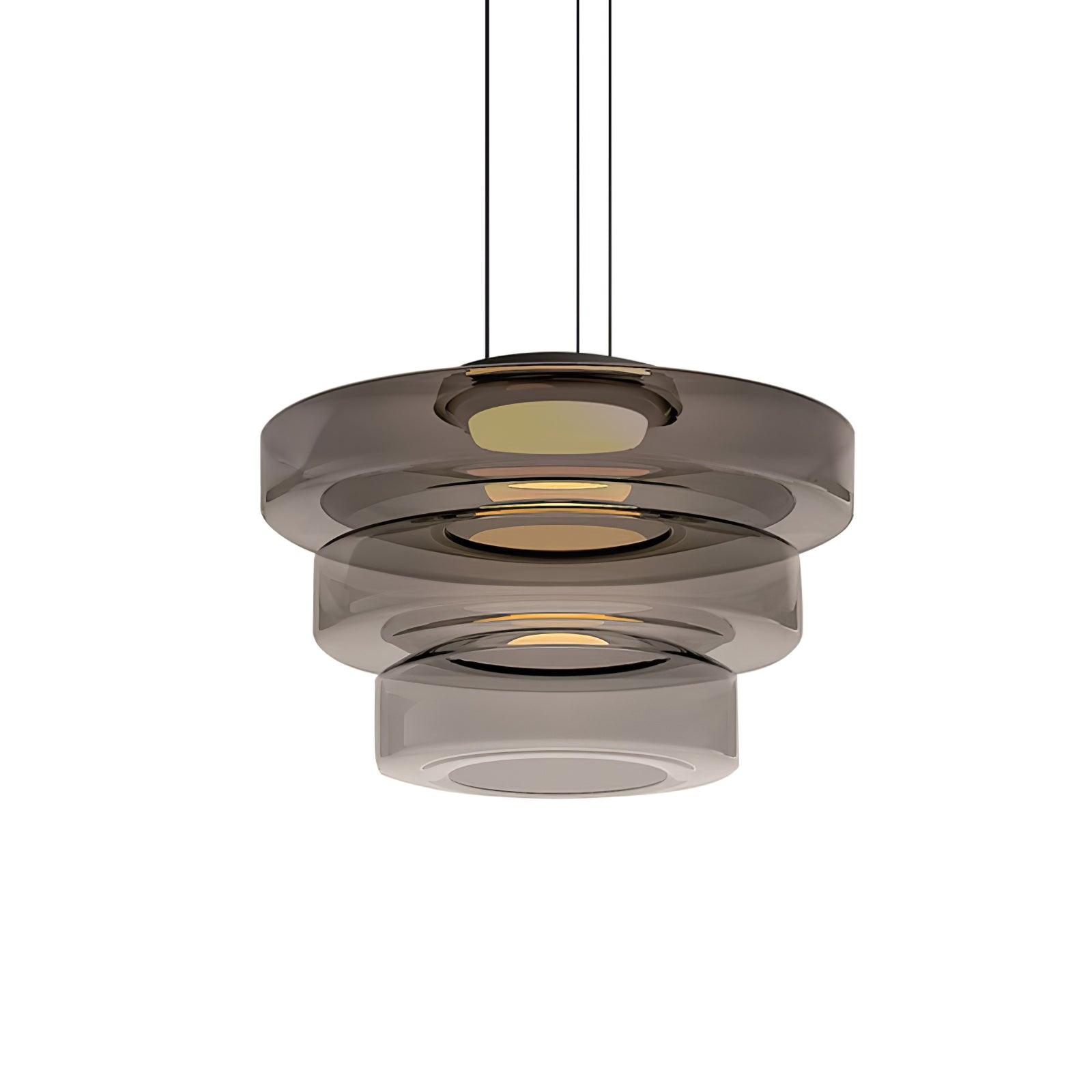 Glass Pendant Light 17.7 In Layered LED Dining Room Kitchen Island Ceiling Fixture Modern Multi Tier Hanging Lamp | Thomler