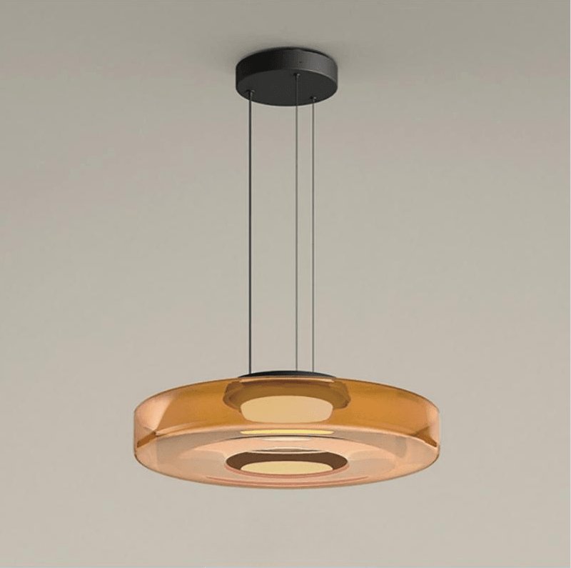 Glass Pendant Light 17.7 In Layered LED Dining Room Kitchen Island Ceiling Fixture Modern Multi Tier Hanging Lamp | Thomler