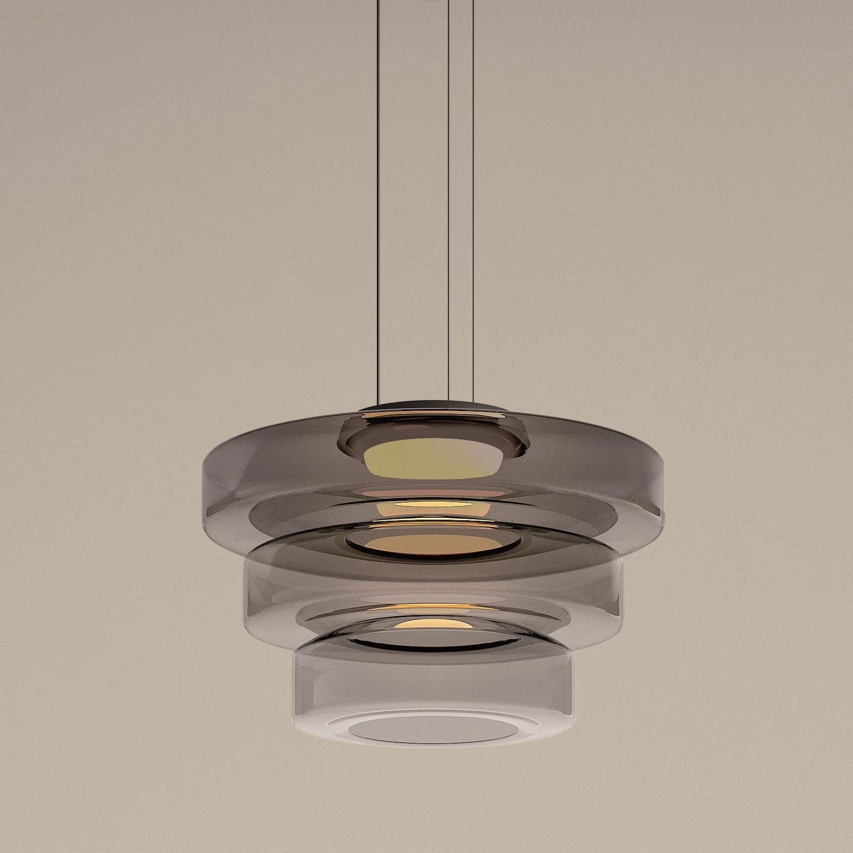 Glass Pendant Light 17.7 In Layered LED Dining Room Kitchen Island Ceiling Fixture Modern Multi Tier Hanging Lamp | Thomler