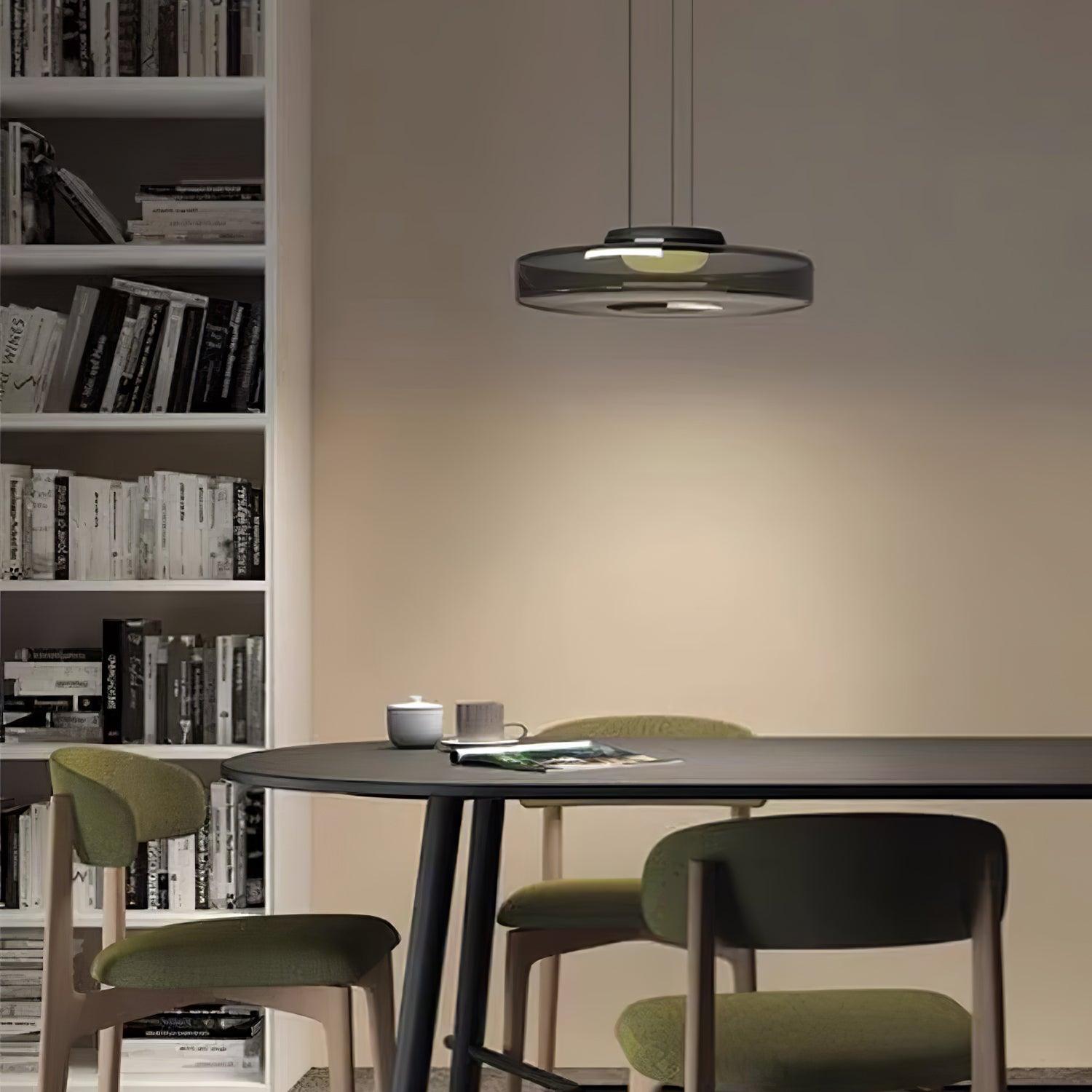 Glass Pendant Light 17.7 In Layered LED Dining Room Kitchen Island Ceiling Fixture Modern Multi Tier Hanging Lamp | Thomler