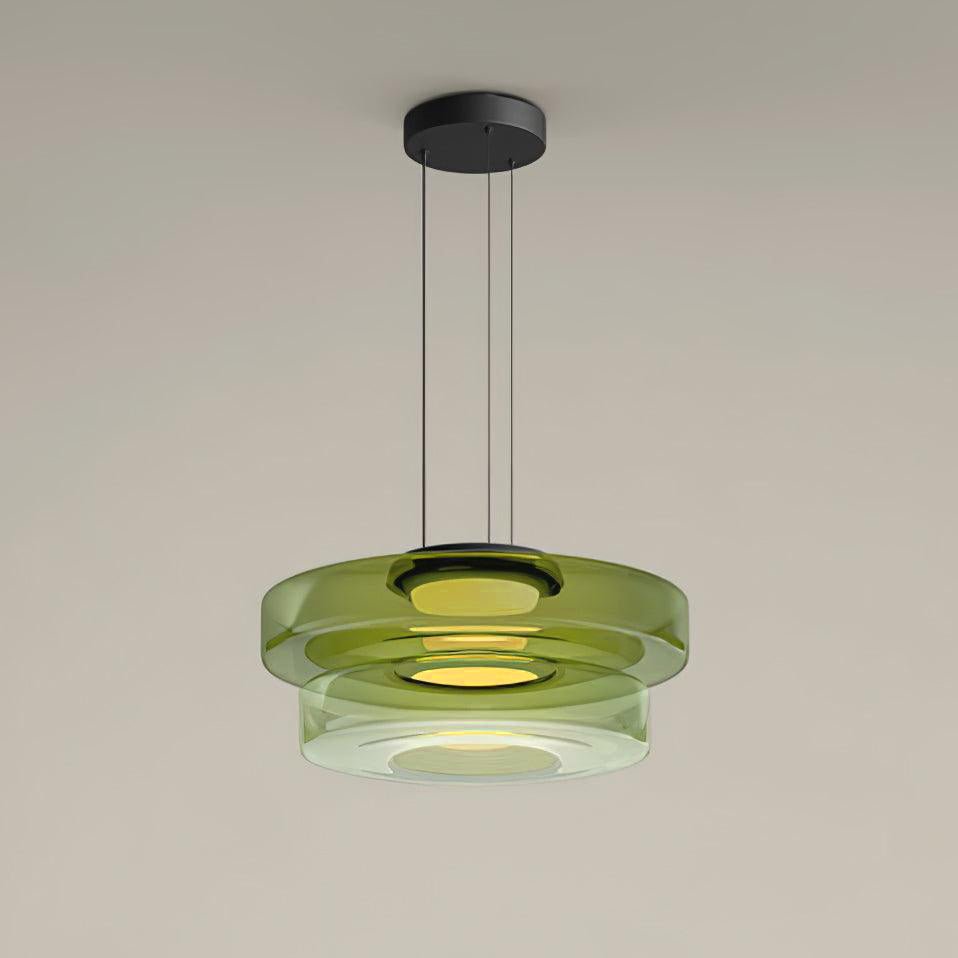 Glass Pendant Light 17.7 In Layered LED Dining Room Kitchen Island Ceiling Fixture Modern Multi Tier Hanging Lamp | Thomler