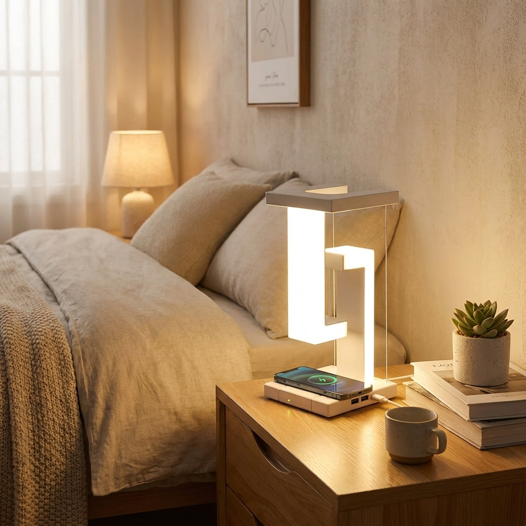 Table Lamp LED Wireless Charging Touch Control Bedroom Nightstand Desk Ambient Light Modern Minimalist Qi Compatible | Thomler