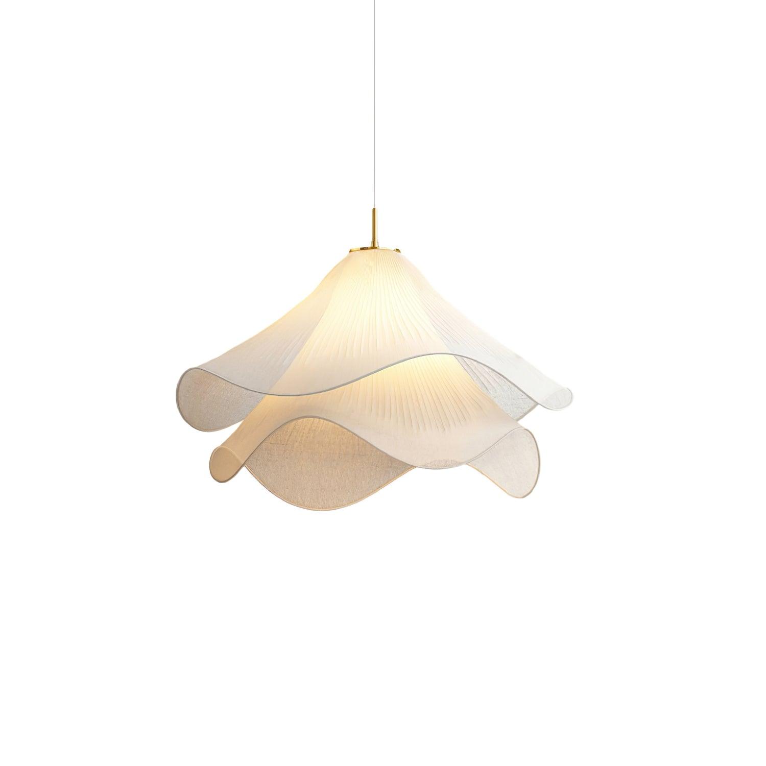 Fabric Pendant Light 23.6 in Diameter White Blooming Design Ceiling Dining Living Room Bedroom Hanging Lamp Adjustable Height | Thomler