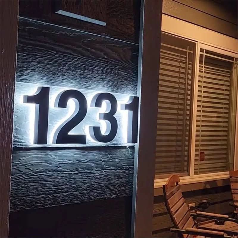 Illuminated Address Plaque | Waterproof LED Number Marker for Entryway | Custom Heights 5-14 Inches | Backlit Stainless Steel Signage | Thomler