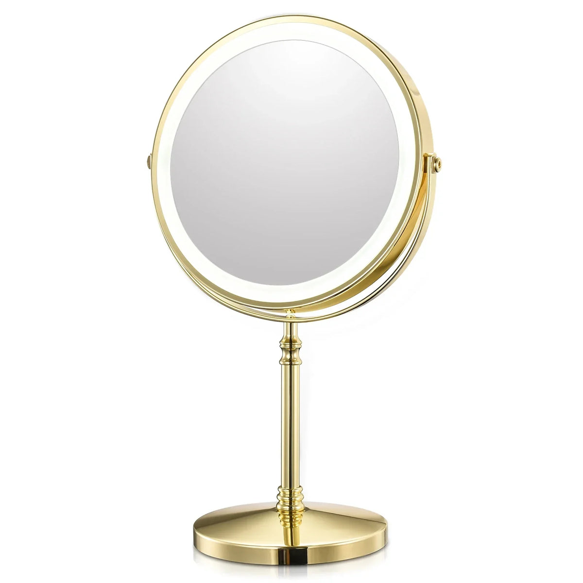 USB Rechargeable Vanity Mirror with 10X Magnification & Adjustable LED Ring Light – 8 Inch Illuminated Tabletop Cosmetic Mirror for Makeup | Thomler