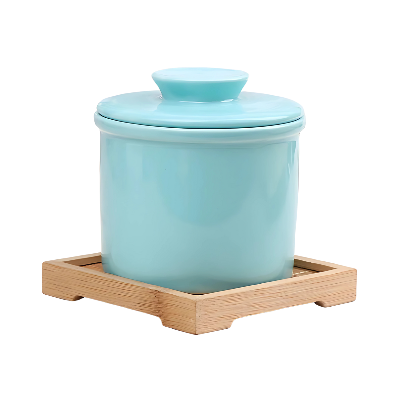 Ceramic Butter Keeper with Water Seal for Spreadable Butter – Countertop Storage Crock for Kitchen | Thomler