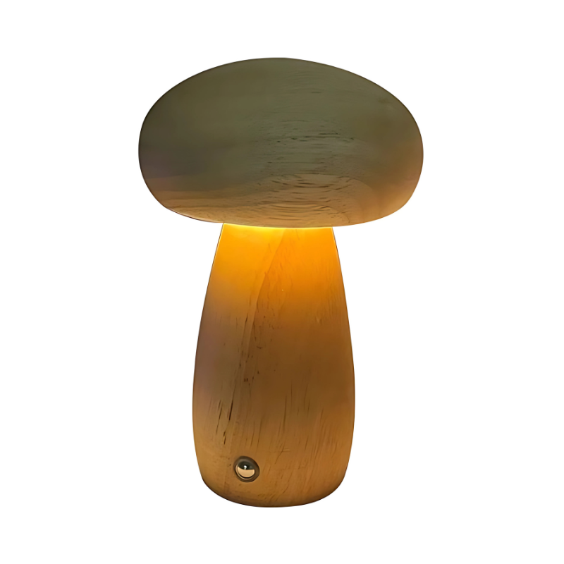 Mushroom Table Lamp Cordless Dimmable LED Touch Night Light Solid Wood Bedside Desk Lamp for Bedroom Nursery Kids Room Living Room Reading | Thomler