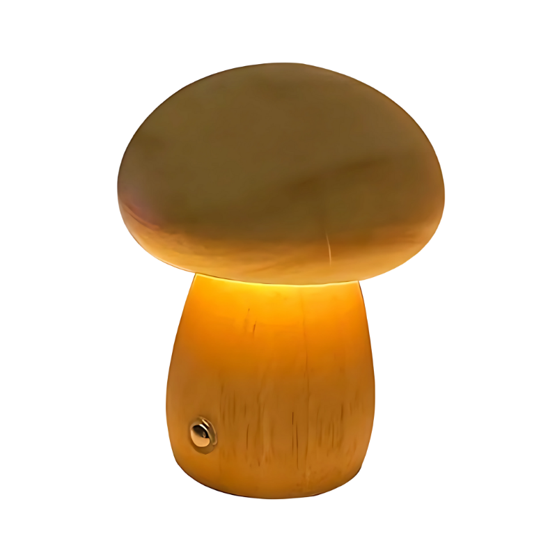 Mushroom Table Lamp Cordless Dimmable LED Touch Night Light Solid Wood Bedside Desk Lamp for Bedroom Nursery Kids Room Living Room Reading | Thomler