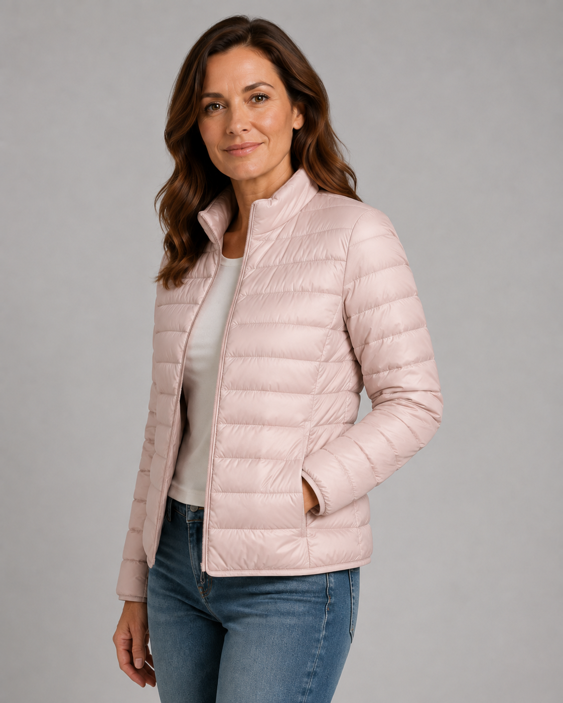 Women's Quilted Insulated Jacket with Funnel Neck & Front Zipper – Warm Everyday Outerwear for Fall Errands, Commuting & Cool Weather | Thomler