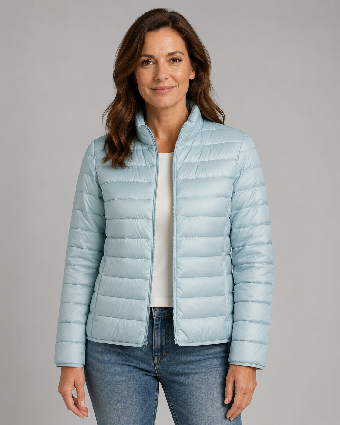 Women's Quilted Insulated Jacket with Funnel Neck & Front Zipper – Warm Everyday Outerwear for Fall Errands, Commuting & Cool Weather | Thomler