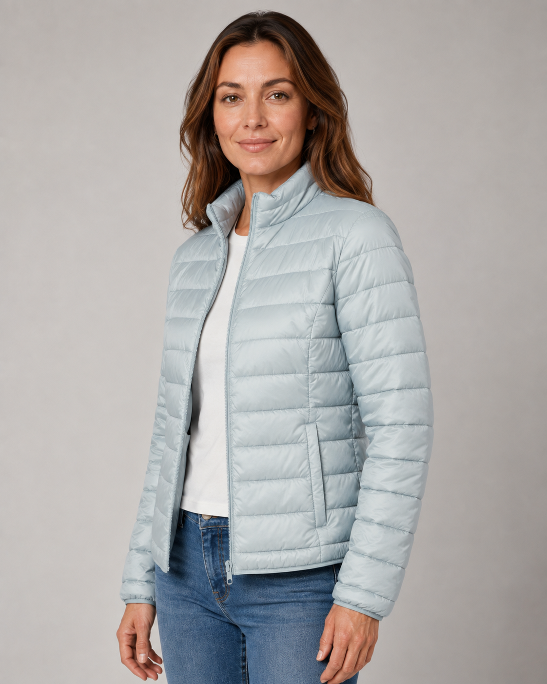 Women's Quilted Insulated Jacket with Funnel Neck & Front Zipper – Warm Everyday Outerwear for Fall Errands, Commuting & Cool Weather | Thomler