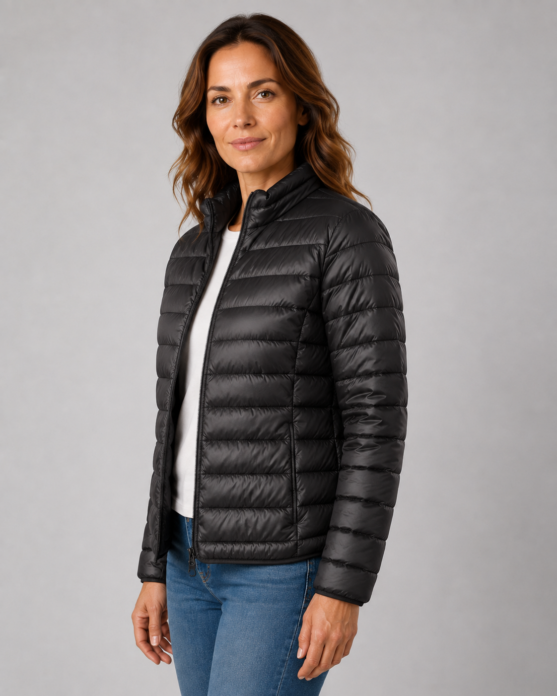 Women's Quilted Insulated Jacket with Funnel Neck & Front Zipper – Warm Everyday Outerwear for Fall Errands, Commuting & Cool Weather | Thomler