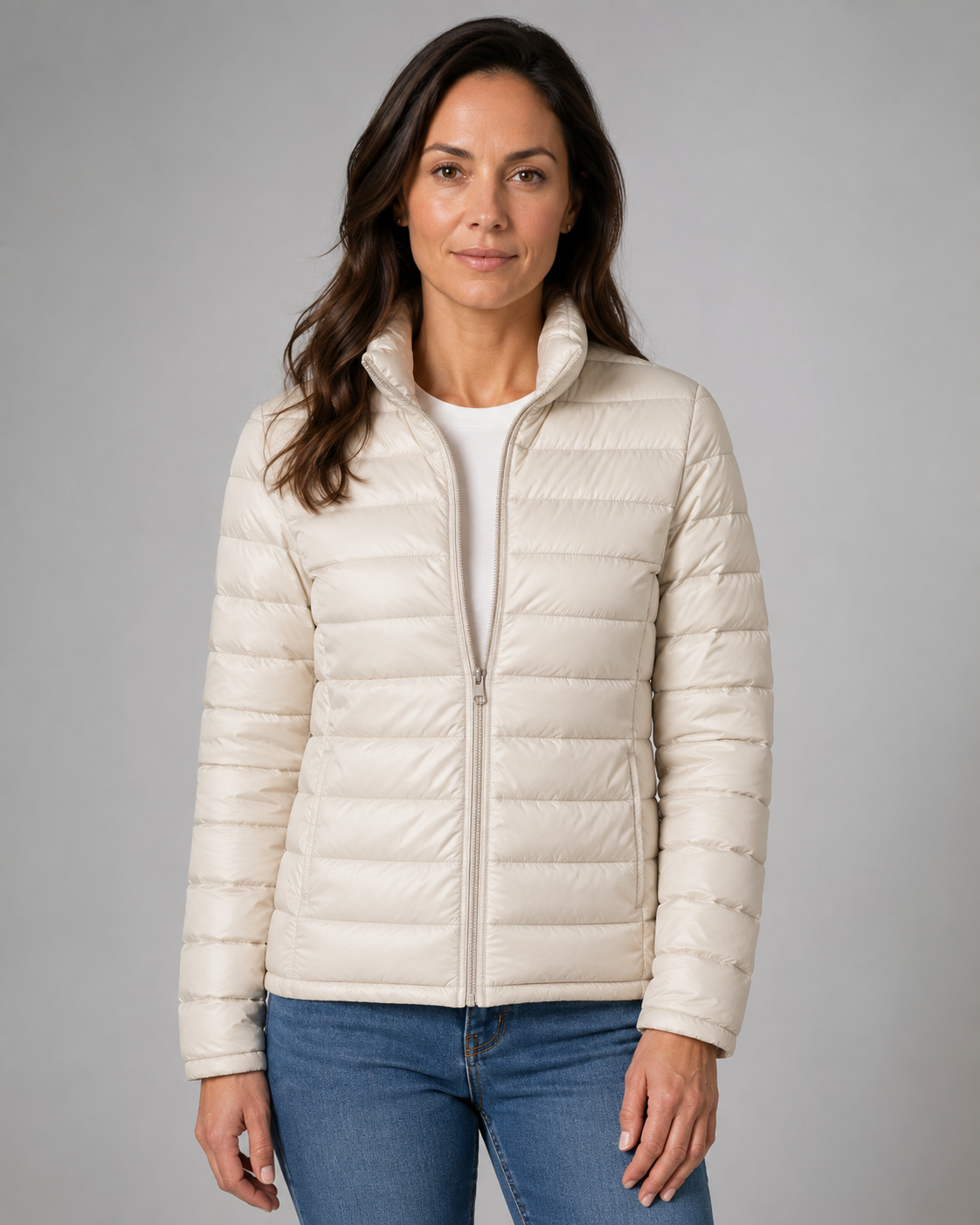 Women's Quilted Insulated Jacket with Funnel Neck & Front Zipper – Warm Everyday Outerwear for Fall Errands, Commuting & Cool Weather | Thomler