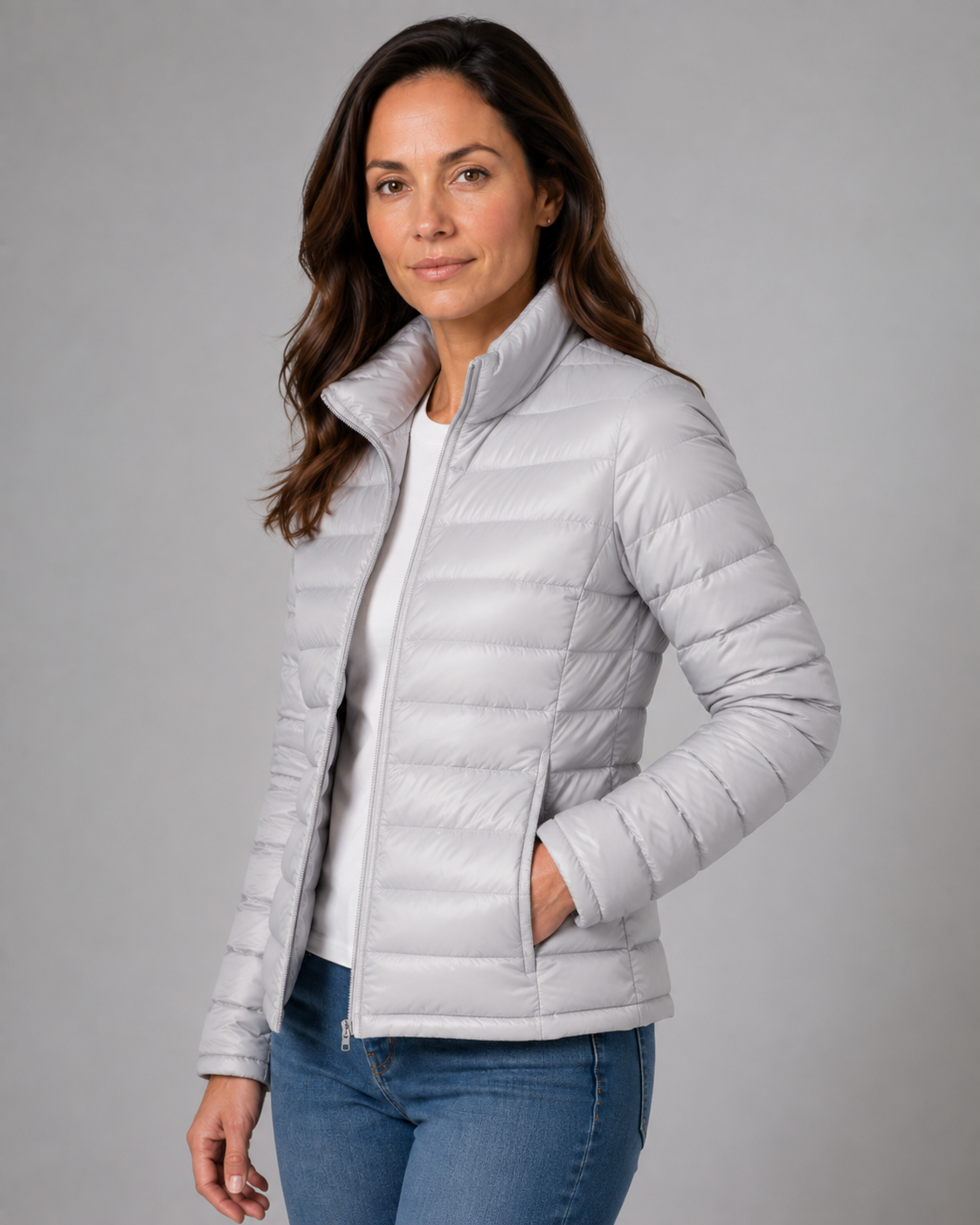 Women's Quilted Insulated Jacket with Funnel Neck & Front Zipper – Warm Everyday Outerwear for Fall Errands, Commuting & Cool Weather | Thomler