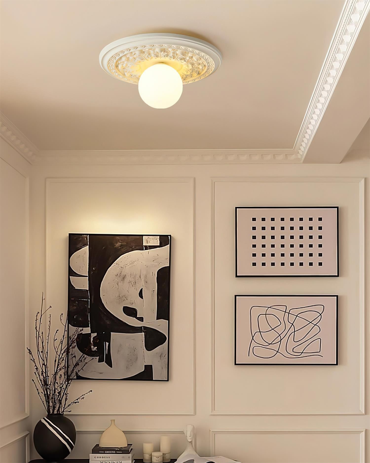 Ceiling Light Acrylic 13.7 in Beige Flush Mount Living Room Bedroom Decorative Fixture | Thomler