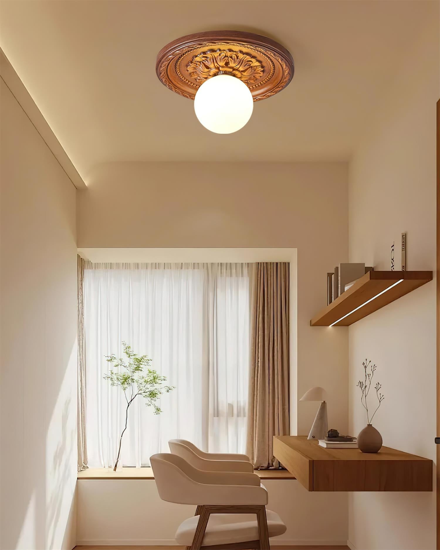 Ceiling Light Acrylic 13.7 in Beige Flush Mount Living Room Bedroom Decorative Fixture | Thomler