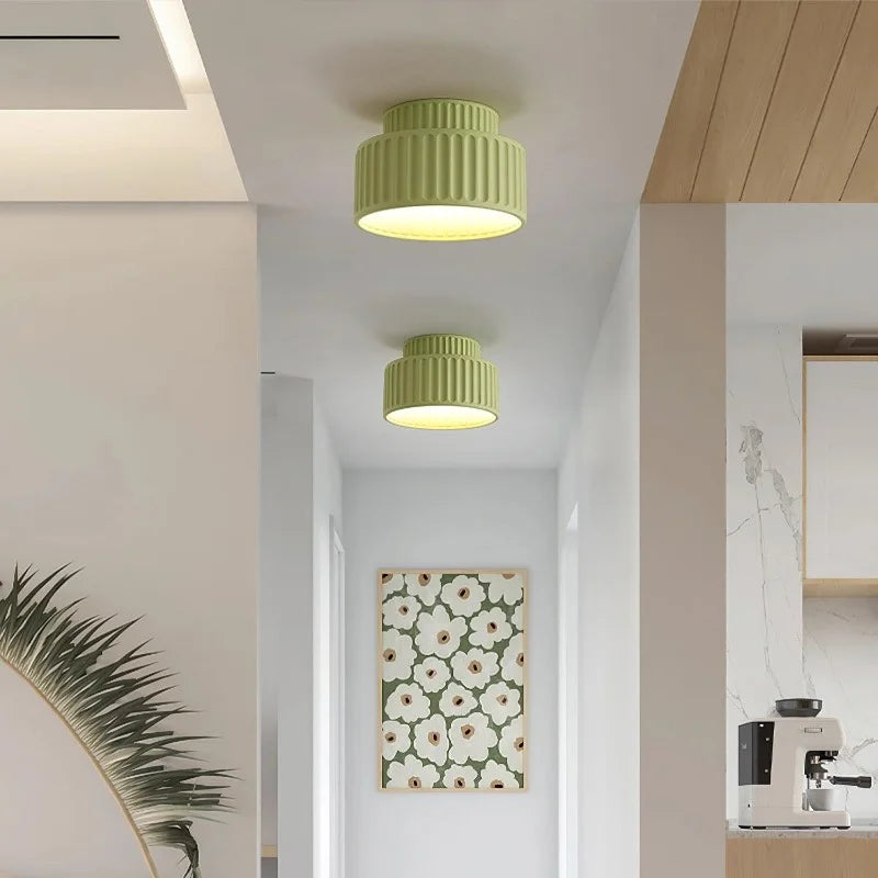 Ceiling Light Resin 9.8 in Vintage Cream Semi Flush Mount Indoor Lighting Bedroom Living Room Hallway Lamp | Thomler