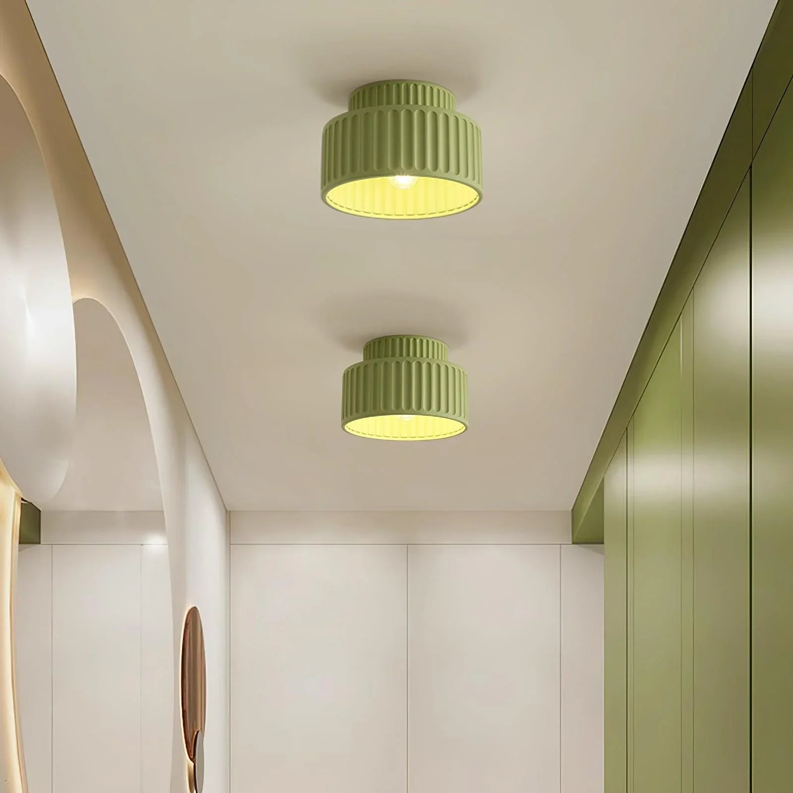 Ceiling Light Resin 9.8 in Vintage Cream Semi Flush Mount Indoor Lighting Bedroom Living Room Hallway Lamp | Thomler