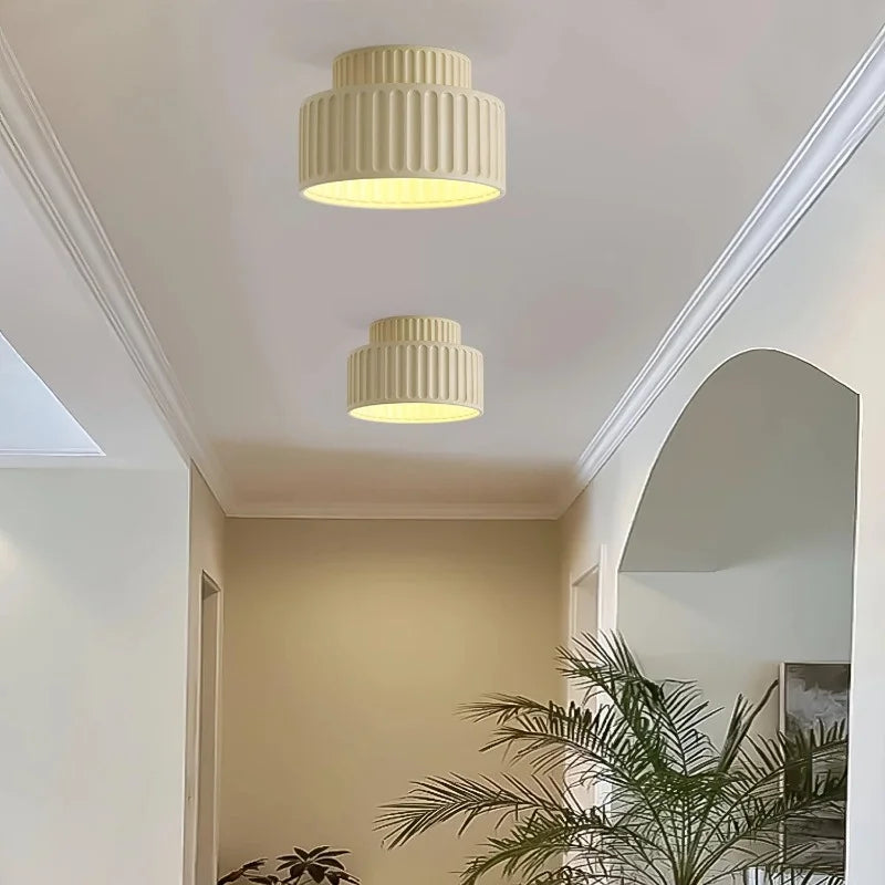 Ceiling Light Resin 9.8 in Vintage Cream Semi Flush Mount Indoor Lighting Bedroom Living Room Hallway Lamp | Thomler