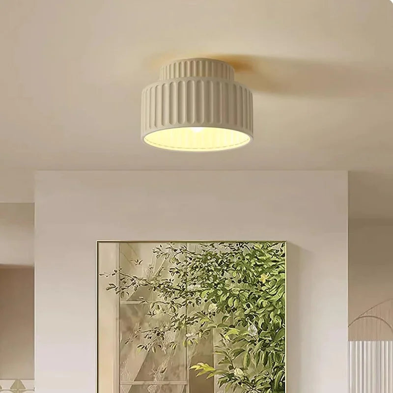 Ceiling Light Resin 9.8 in Vintage Cream Semi Flush Mount Indoor Lighting Bedroom Living Room Hallway Lamp | Thomler