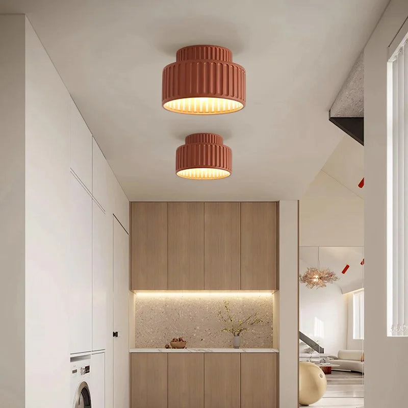 Ceiling Light Resin 9.8 in Vintage Cream Semi Flush Mount Indoor Lighting Bedroom Living Room Hallway Lamp | Thomler