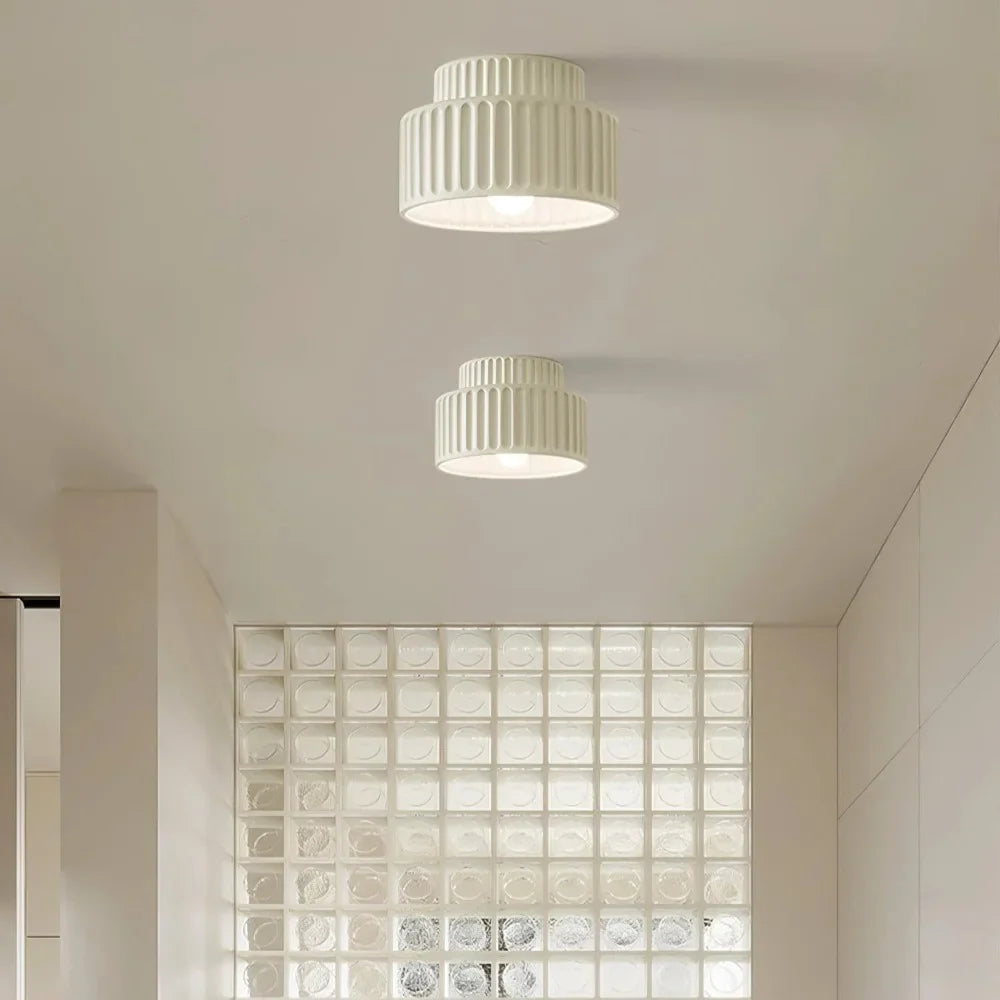 Ceiling Light Resin 9.8 in Vintage Cream Semi Flush Mount Indoor Lighting Bedroom Living Room Hallway Lamp | Thomler