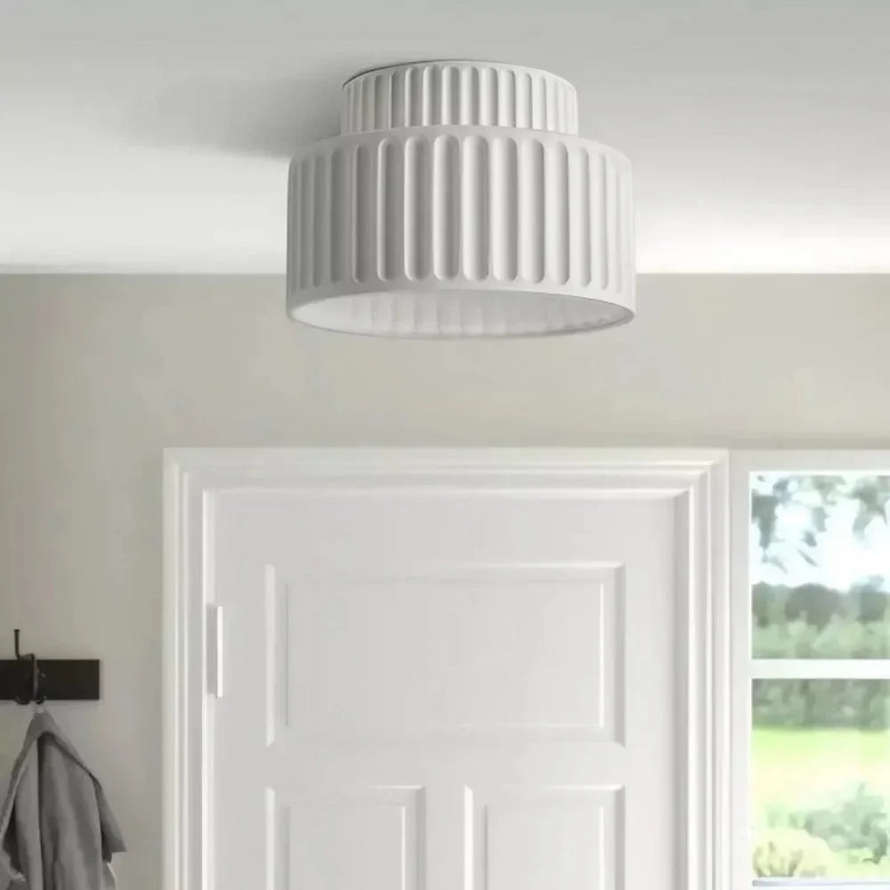 Ceiling Light Resin 9.8 in Vintage Cream Semi Flush Mount Indoor Lighting Bedroom Living Room Hallway Lamp | Thomler