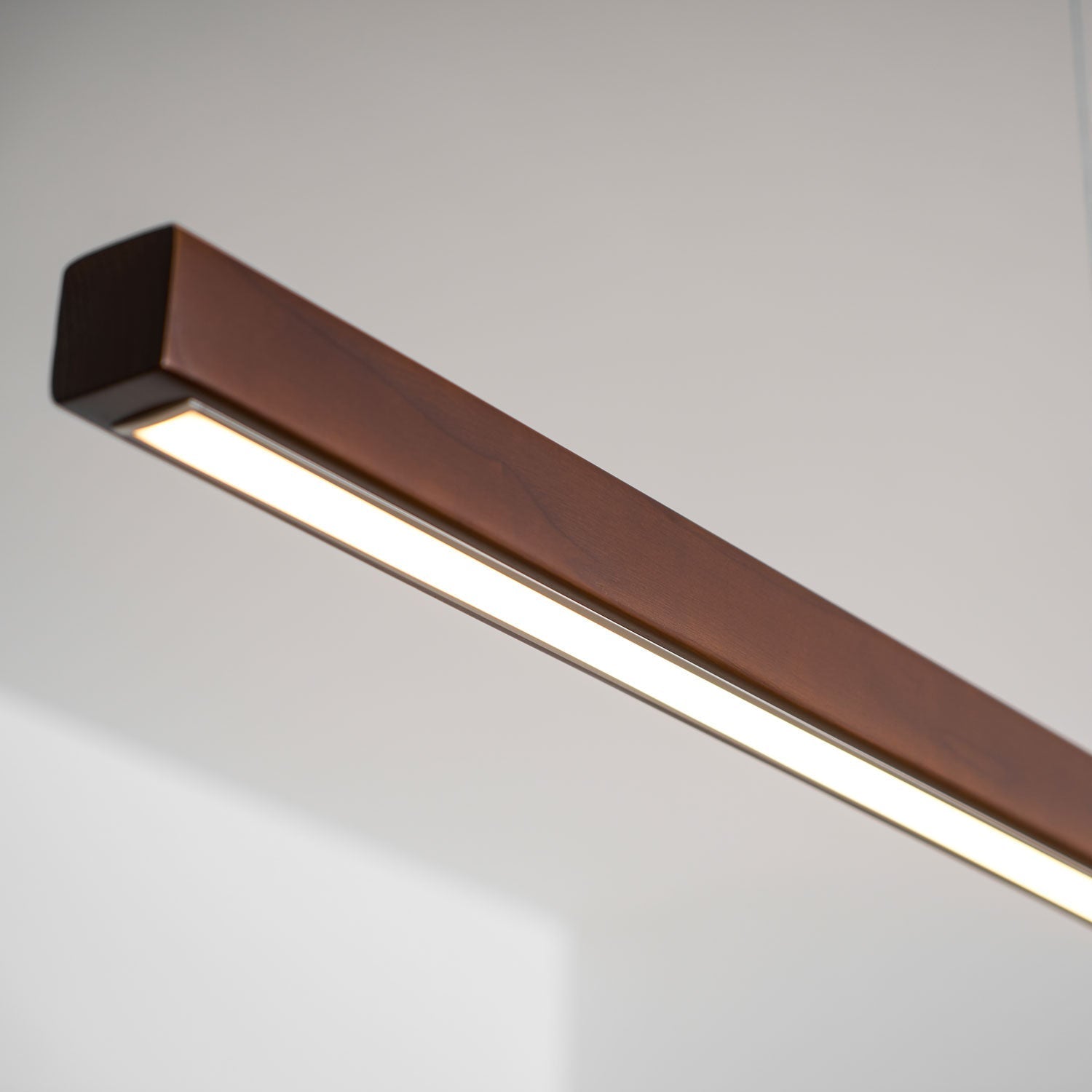 Pendant Light Wood Linear Integrated LED Natural Dining Table Kitchen Island Hanging Ceiling Lamp Japandi Scandinavian | Thomler
