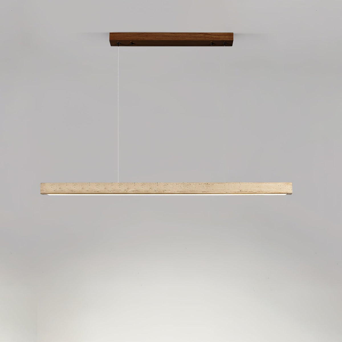 Linear Travertine Pendant Light with Integrated LED – Natural Stone Ceiling Fixture for Dining Room & Living Room – Dimmable Modern | Thomler