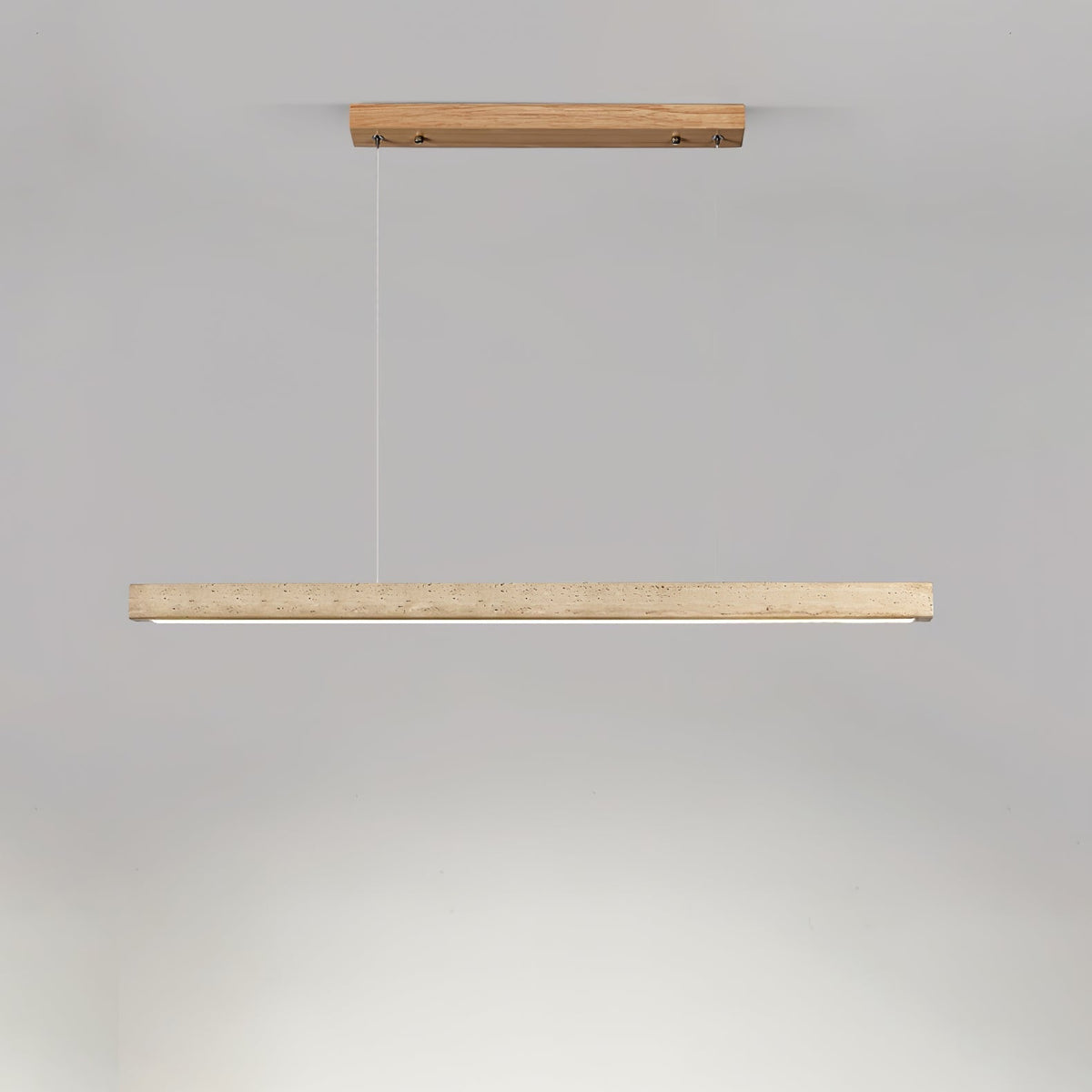 Linear Travertine Pendant Light with Integrated LED – Natural Stone Ceiling Fixture for Dining Room & Living Room – Dimmable Modern | Thomler