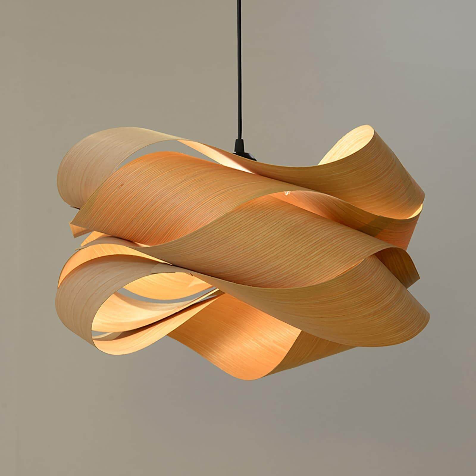 Pendant Light Wood Grain LED 17.7 in Dining Room Kitchen Island Ceiling Lamp Elegant Modern Design | Thomler