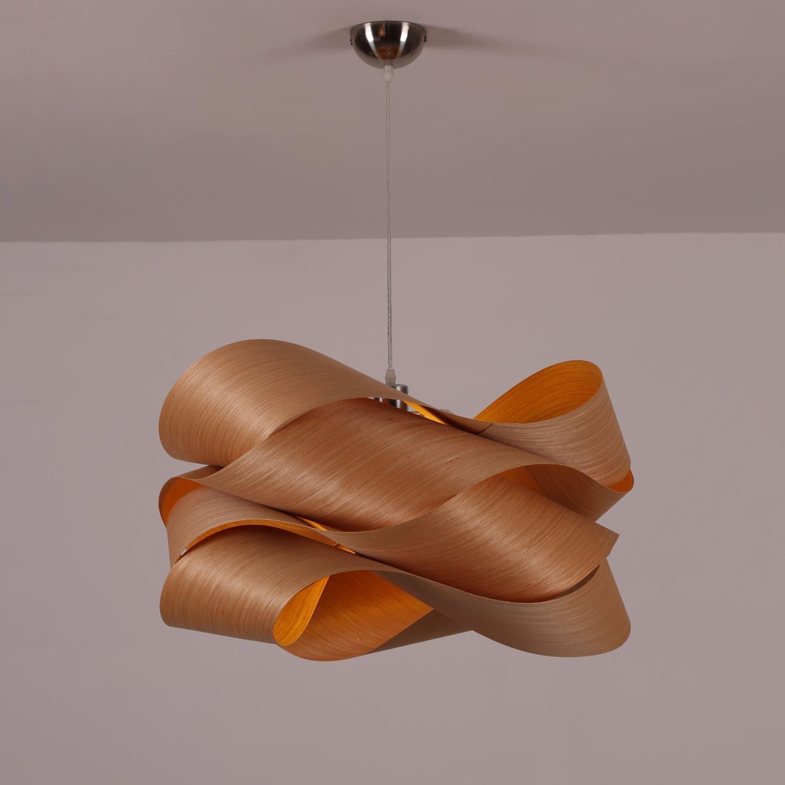 Pendant Light Wood Grain LED 17.7 in Dining Room Kitchen Island Ceiling Lamp Elegant Modern Design | Thomler