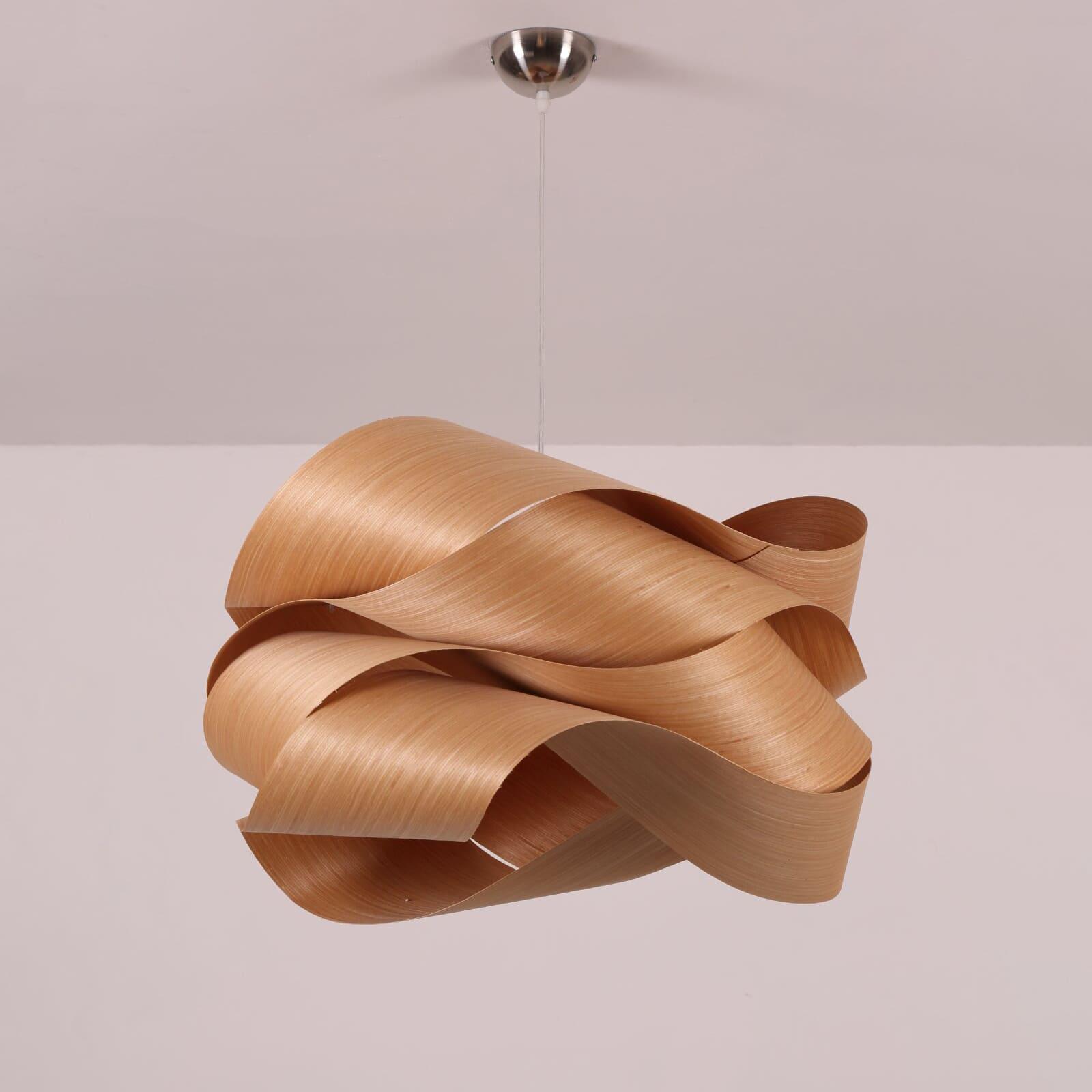 Pendant Light Wood Grain LED 17.7 in Dining Room Kitchen Island Ceiling Lamp Elegant Modern Design | Thomler